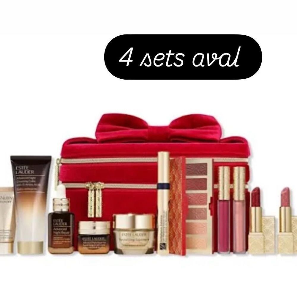 Brand new Estee Lauder Red Cosmetic Bag Set  includes everything